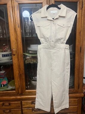 Zara Sleeveless girls cream cut out Jumpsuit